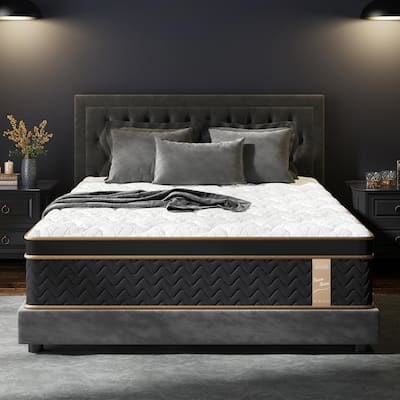 Queen Mattress, 10 Inch Plush Hybrid Mattress with Gel Memory Foam, Fiberglass-Free Mattress in a Box