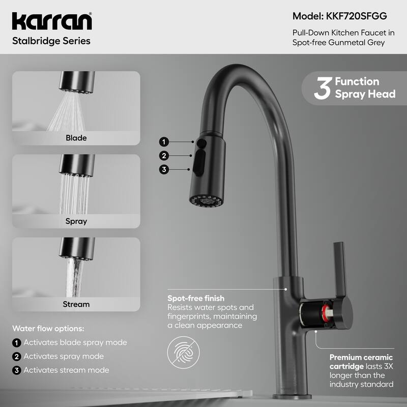 Karran Stalbridge Single Handle Pull-Down Sprayer Kitchen Faucet
