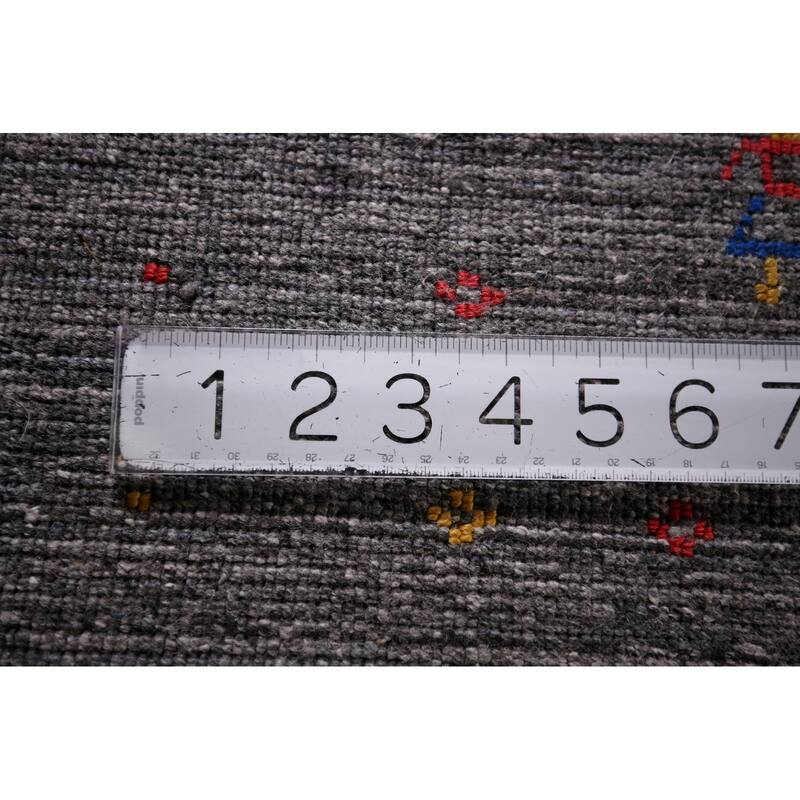 Striped Tribal Gabbeh Indian Area Rug Hand-Knotted Wool Carpet - 5'2"x 7'10"