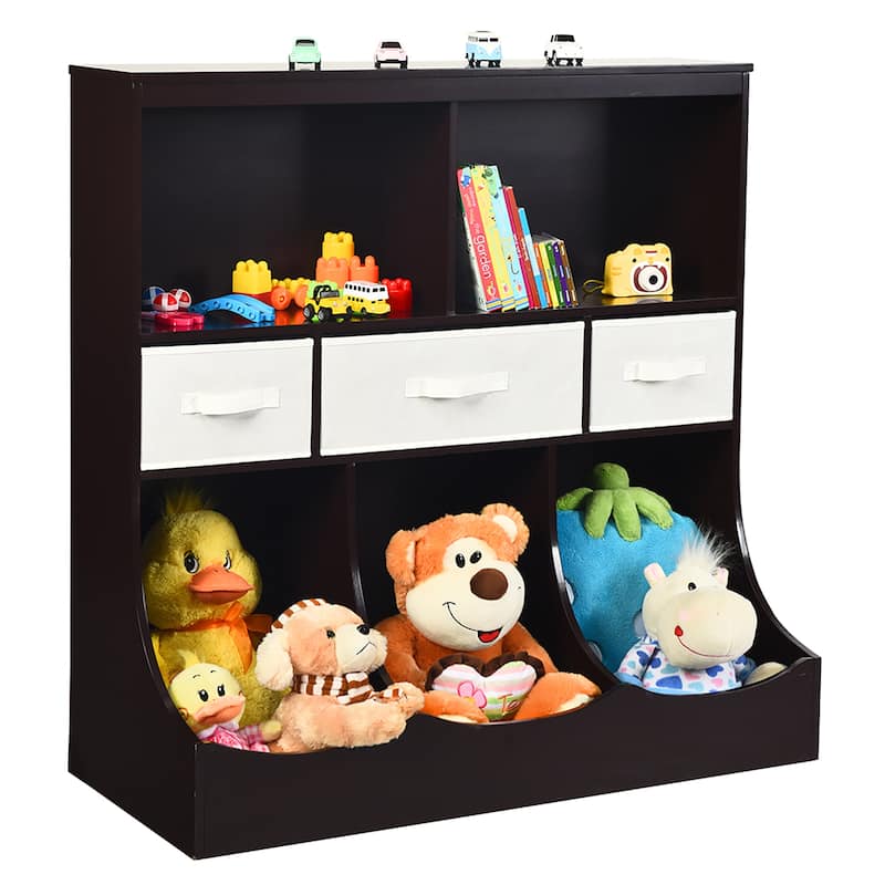 Costway Freestanding Multi-Bin Storage Cubby with 3 Baskets - See Description