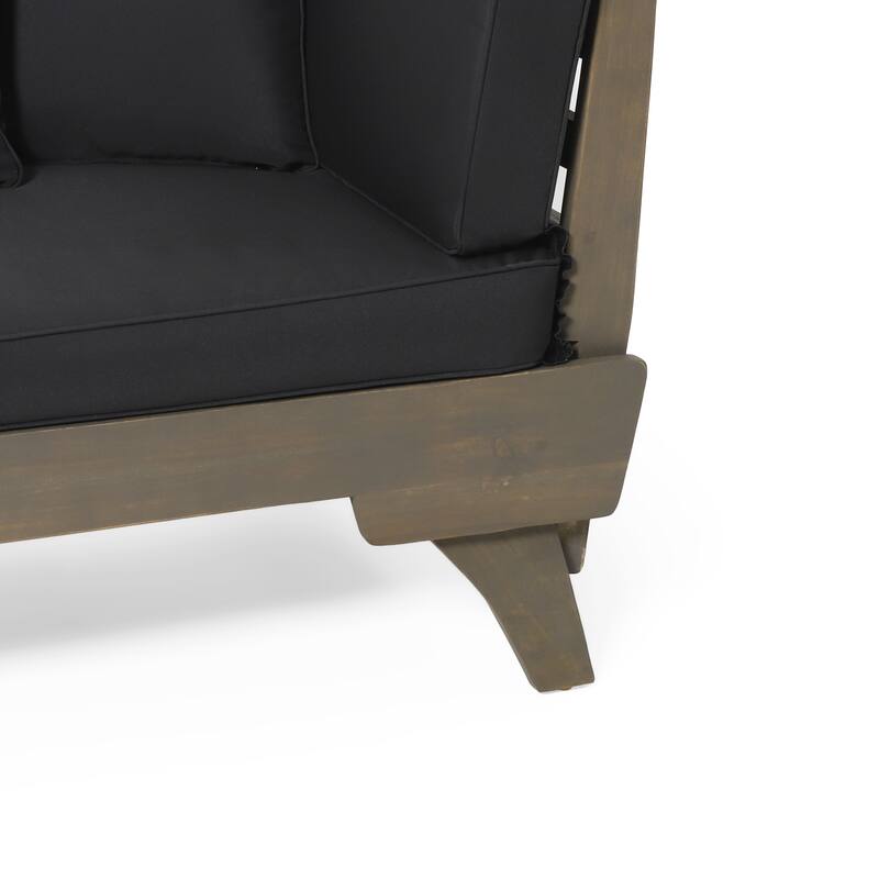 Roomfitters Outdoor Sofa Daybed, Adjustable Wood Frame with Cushions, Patio or Balcony Seating in Dark Gray