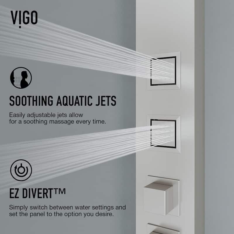 VIGO Sutton 58" H x 5" W 4-Jet Shower Panel with Square Shower Head