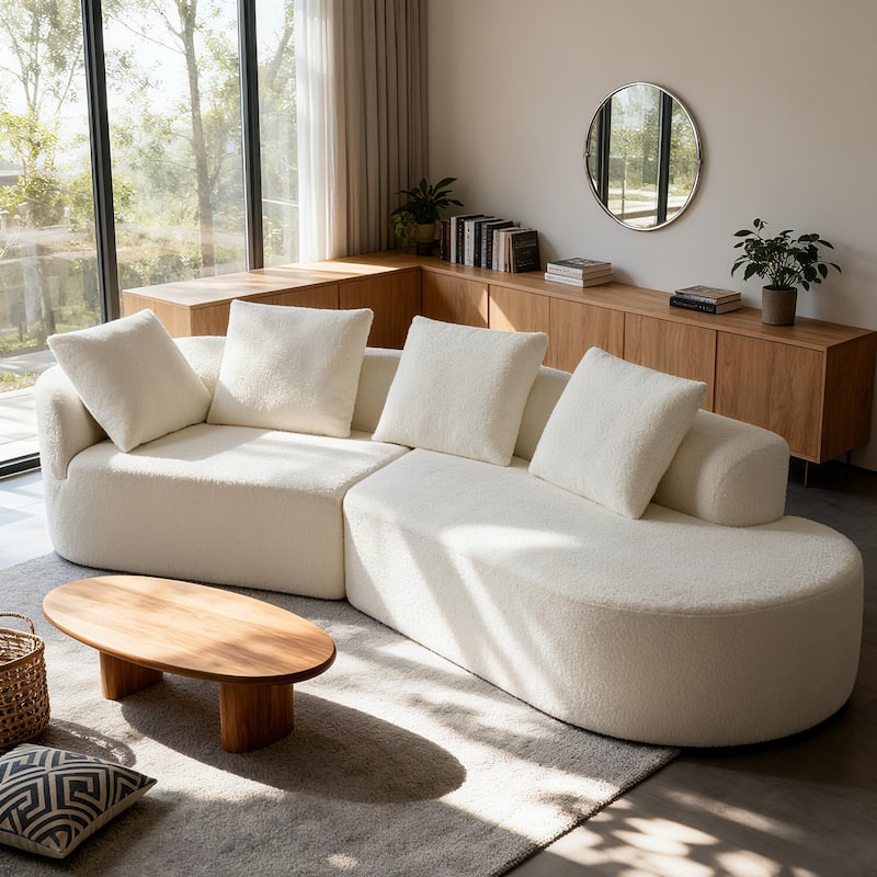 Christopher Knight Home - Olivia Curved Foam Sofa Set - 116"L - White