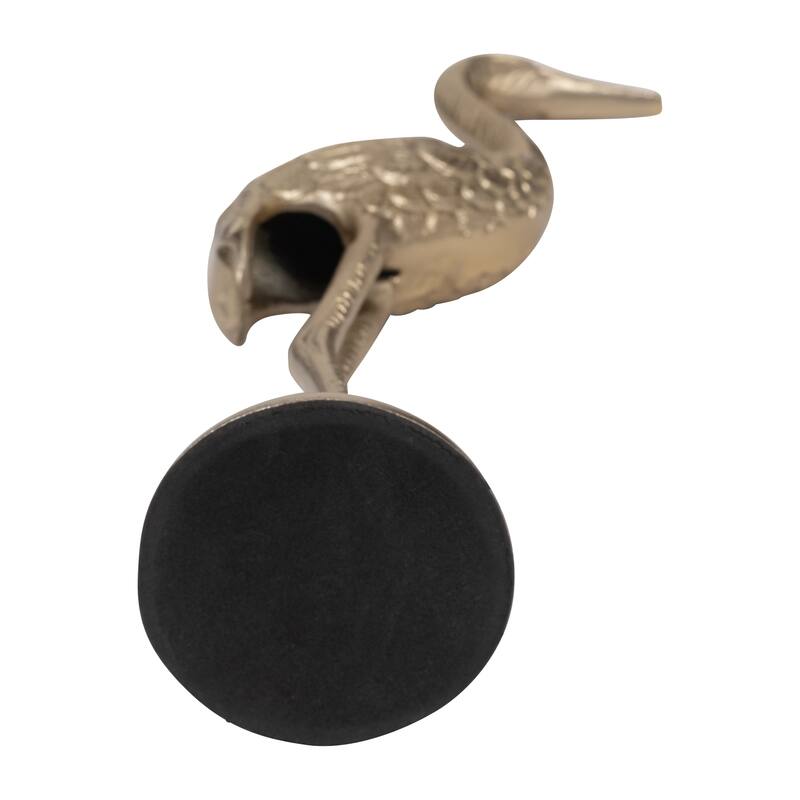 Modern Crane Metal Figurine Sculpture - 16", Gold & Metallic - 16.0"