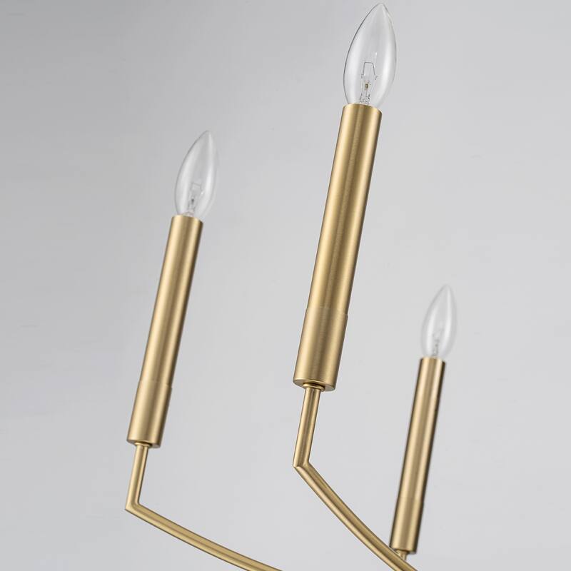 Mid-century Modern 6-Light Gold Candelabra Chandelier for Living/ Dining Room