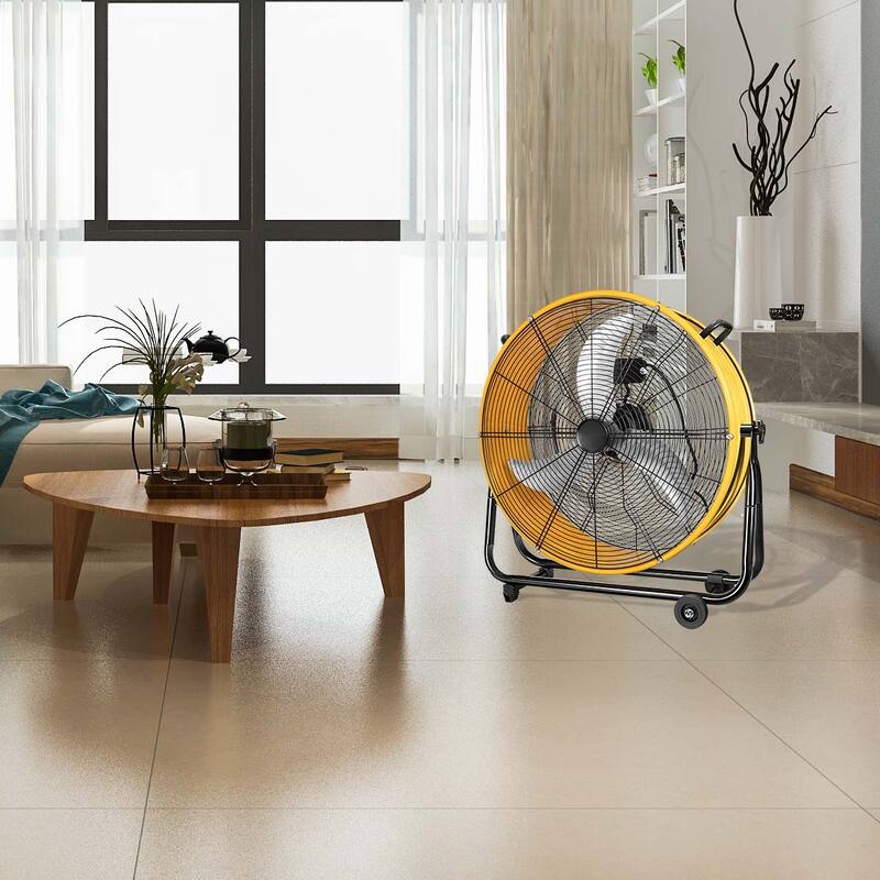 30 in 3 Speed Yellow Heavy Duty Metal Industrial Drum Fan, Air Circulation