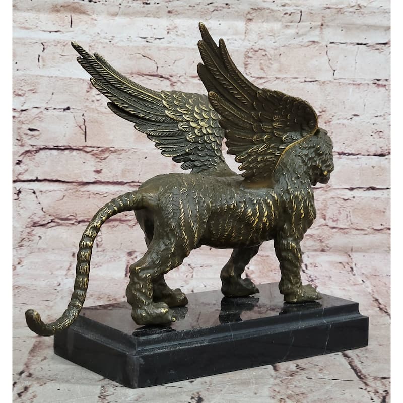 Majestic Griffin Bronze Sculpture - Mythical Imitative Lion-Eagle Creature Fantasy Art