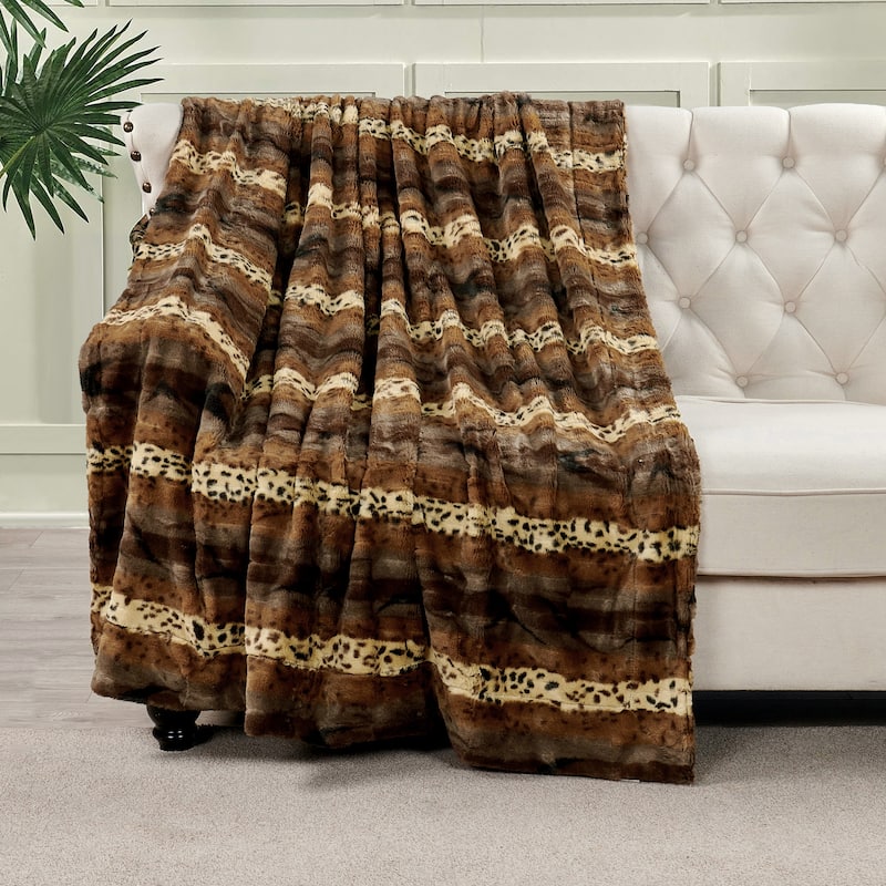 Double Sided Animal Throw - 50" x 60" - Brushed Leopard