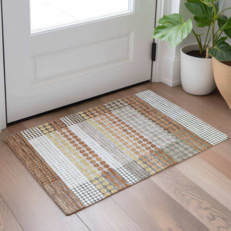 Machine Washable Indoor/ Outdoor Casual Dotty Chantille Rug