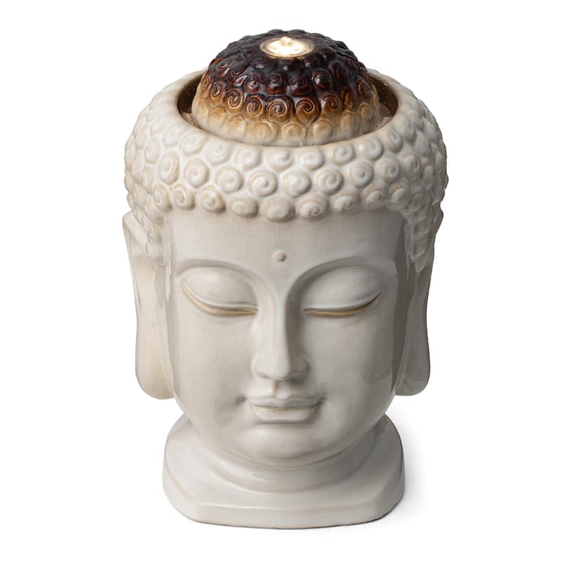 Glitzhome Meditating Buddha Patio Floor Fountain with Lotus and LED