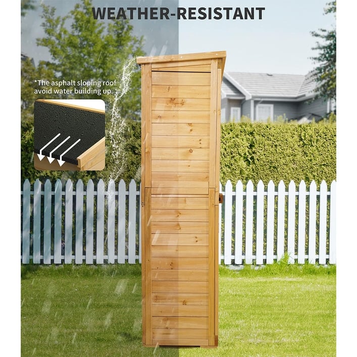 Outdoor Storage Cabinet Shed, Shuttered Doors with Lock, and Waterproof Roof