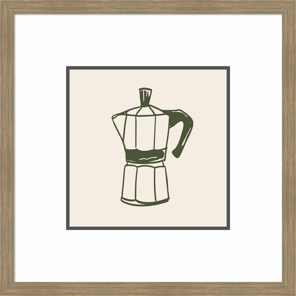 Italian Coffee Pot by Karen Menzenbach Wood Framed Wall Art Print
