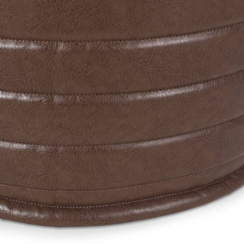 Baddow Contemporary Faux Leather Channel Stitch Pouf by Christopher Knight Home
