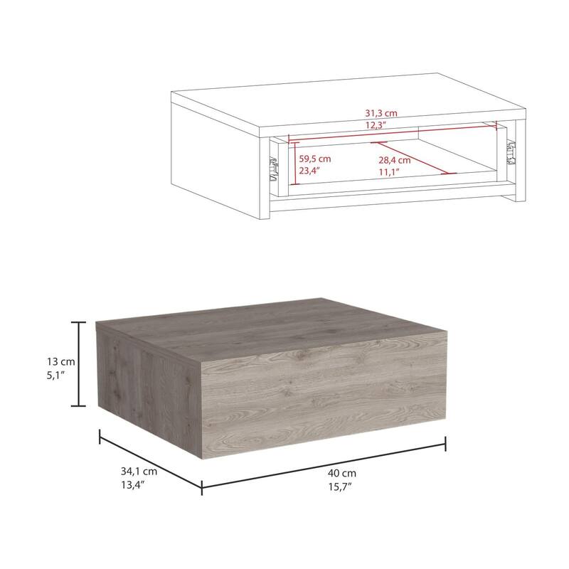 Milano Modern Floating Bedroom Nightstand with Storage Drawer