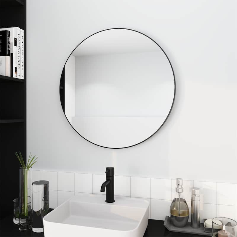 Black 24" Large Circular Mirror