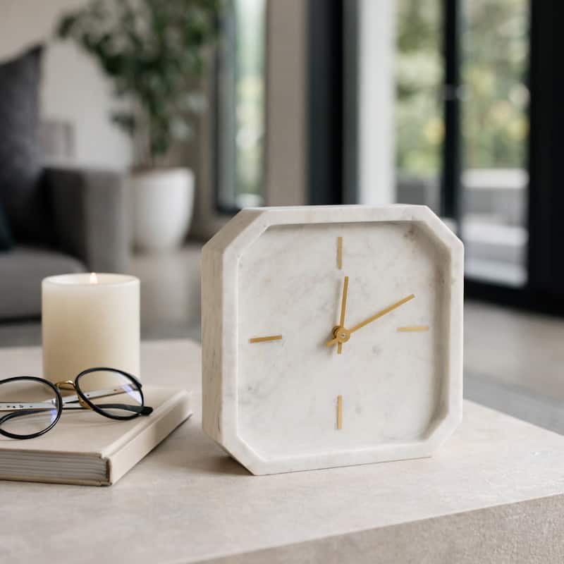 Modern Marble Octagon Decorative Table Clock