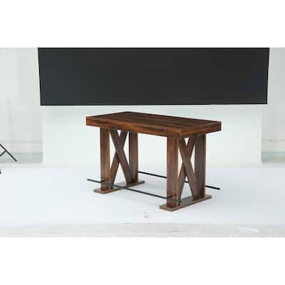 63 Inch Bar Table Counter Height Pub Table with Metal Footrest - 31.5" D x 62.99" W x 39.37" H