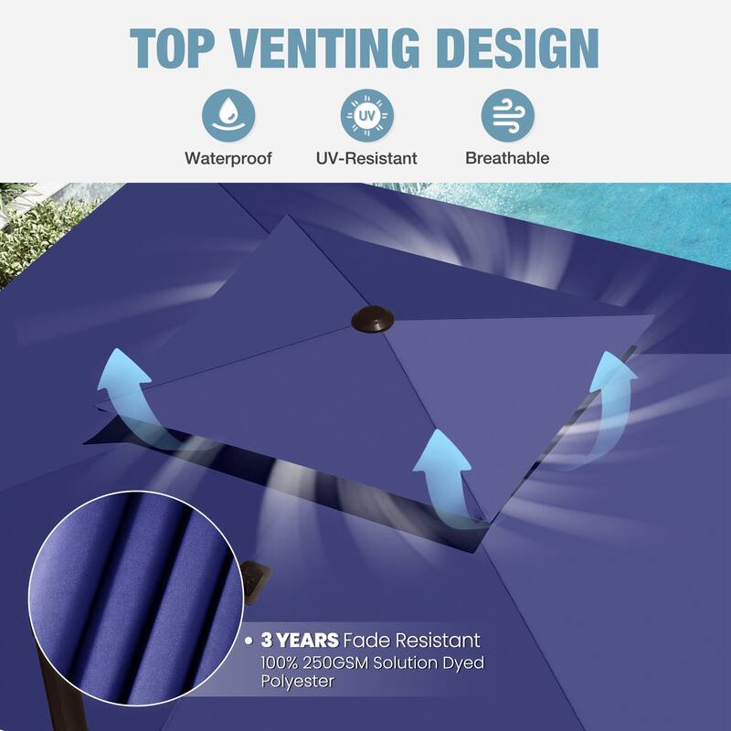 VredHom 9 x 12 FT Outdoor Patio Double Top Rectangular Cantilever Umbrella