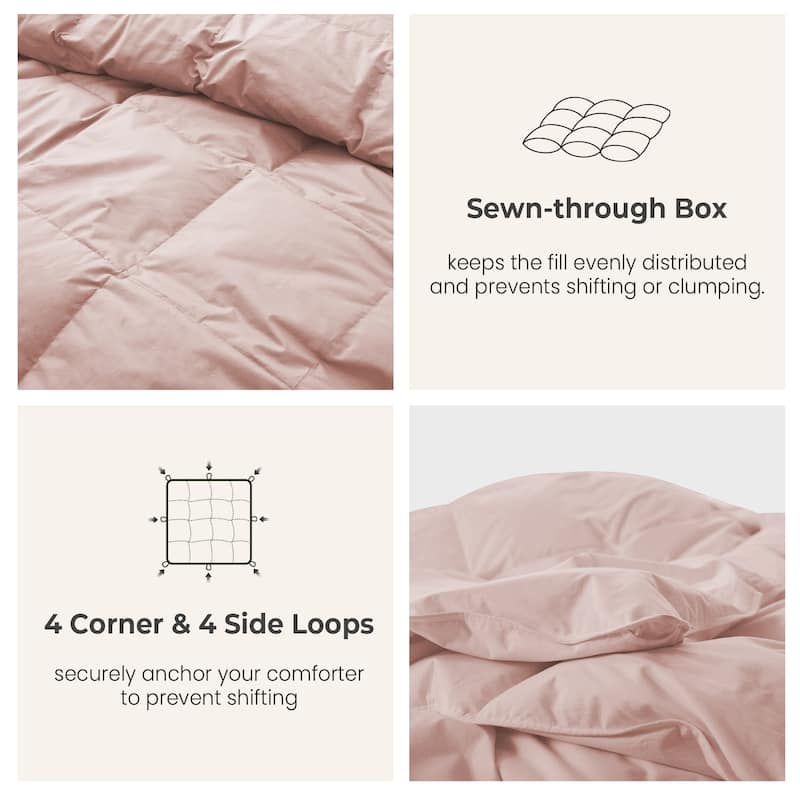 All Season 300TC Organic Cotton Down Comforter - 100% Natural, Chemical-Free, Medium Warmth Duvet Insert