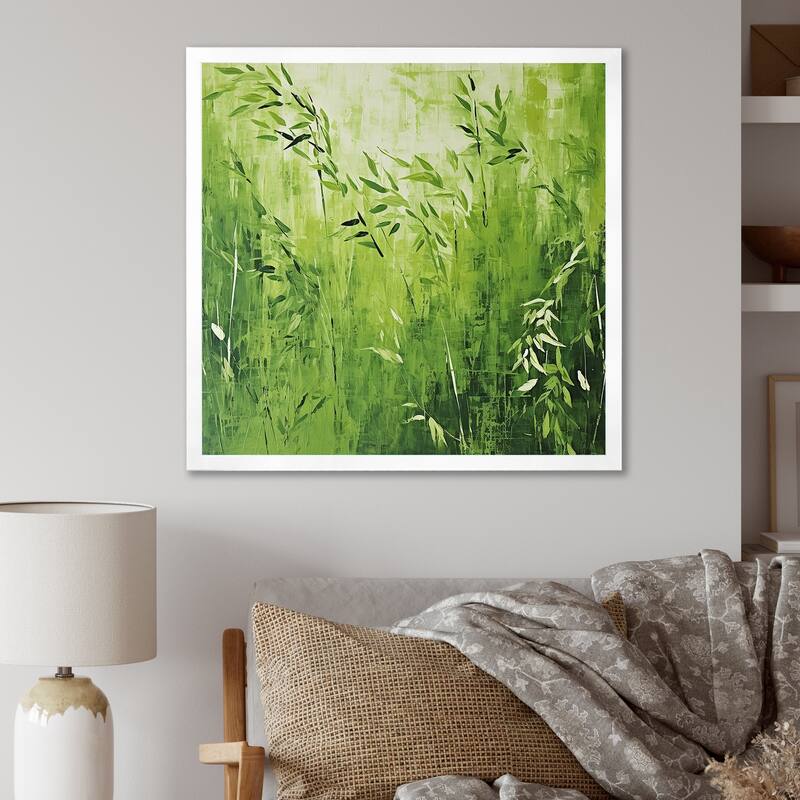 Designart "Kitchen Fennel Herbs Fantasy III" Herbs Wall Decor Green Traditional Entryway Framed Wall Art - 30 in. wide x 30 in. high - White