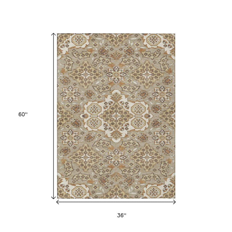 HomeRoots Medallion Traditional Rectangle Outdoor Rug