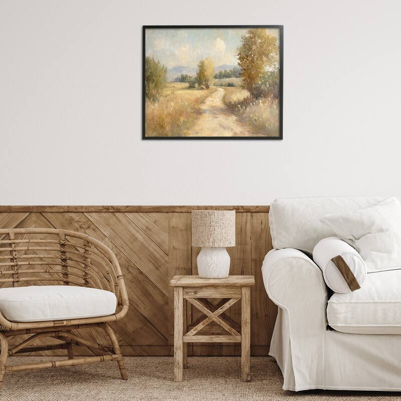 Stupell Gravel Road Landscape Framed Giclee Art Design By Petal Prints Design