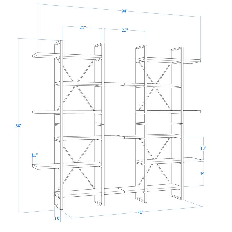Davee Walnut Color Display Bookcase - 86" H x 94" W x 13" D