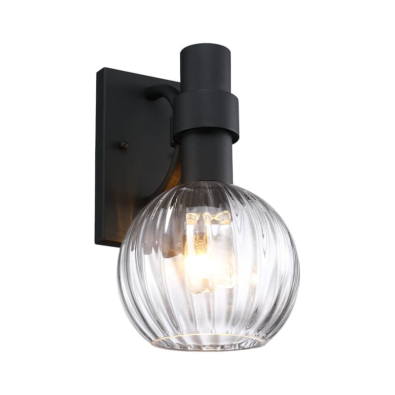 Fernwood 7.5 in. 1-Light Black Outdoor Wall Sconce Light for Porches - 13
