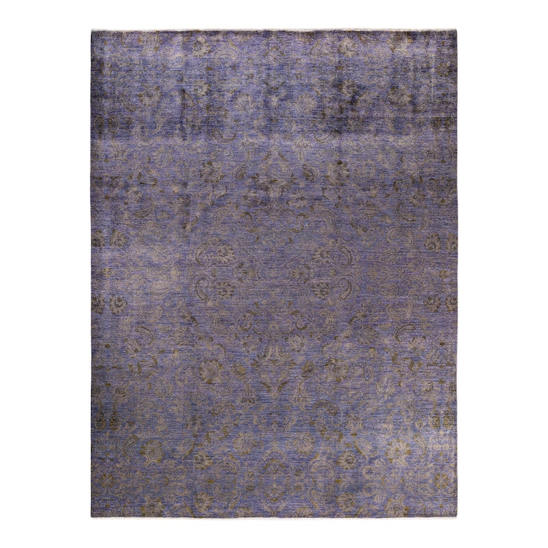 Overton Hand Knotted Wool Vintage Inspired Modern Contemporary Suzani Purple Area Rug - 9' 1" x 11' 8"