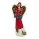 preview thumbnail 1 of 1, Alpine Corporation WAC882HH 13" Tall Peace Winter Angel Statue Decor, Polyresin Christmas Angel w/Red Dress Holding "Peace" Sign