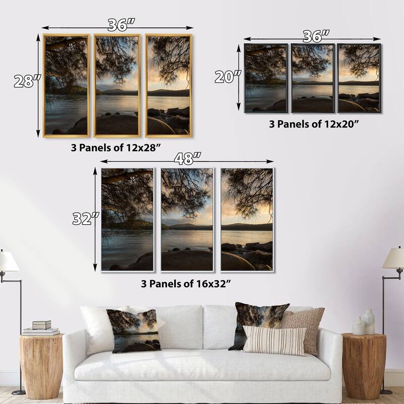 Designart "Sunrise from Hawsbury River" Sea & Shore Framed Canvas Wall