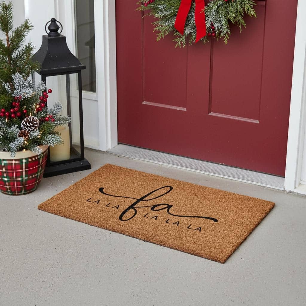 HomeRoots 24" X 36" Brown And Black Christmas Outdoor Coir Door Mat - 24.00' X '36.00