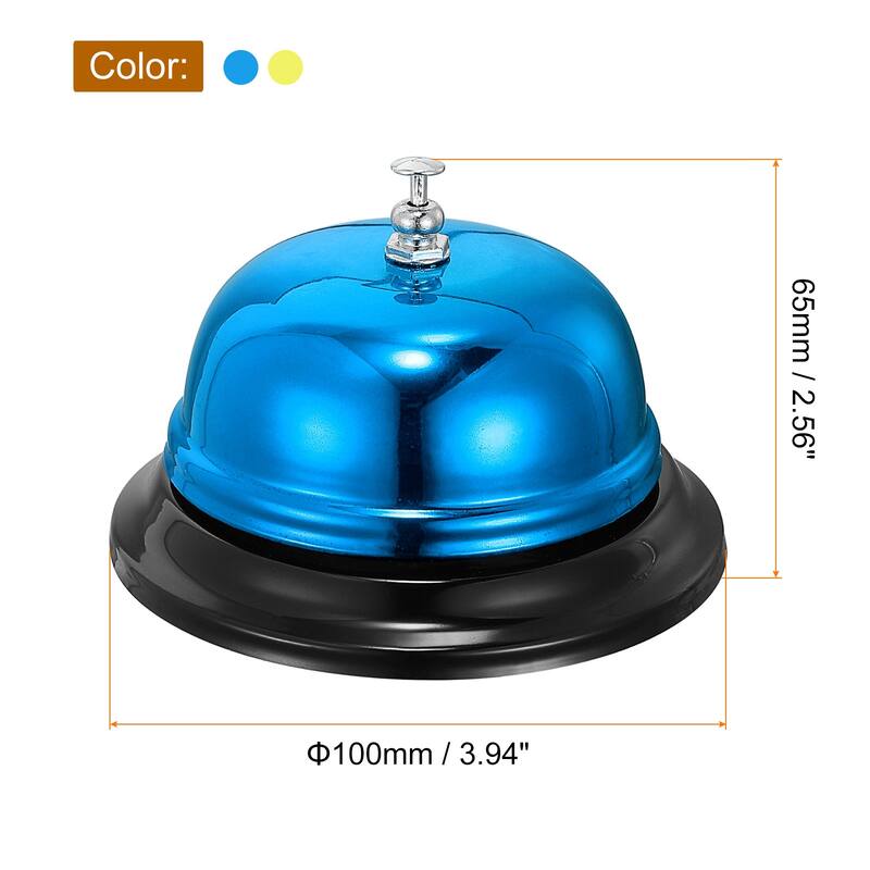2 Pcs Call Bell, Desk Bell Service Dinner Bell - Blue+Gold - 100mm/3.94"