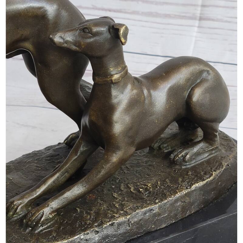 Pj Mene Two Greyhounds Imitative Dogs Playingargente And Dore Bronze Statue Sculpture