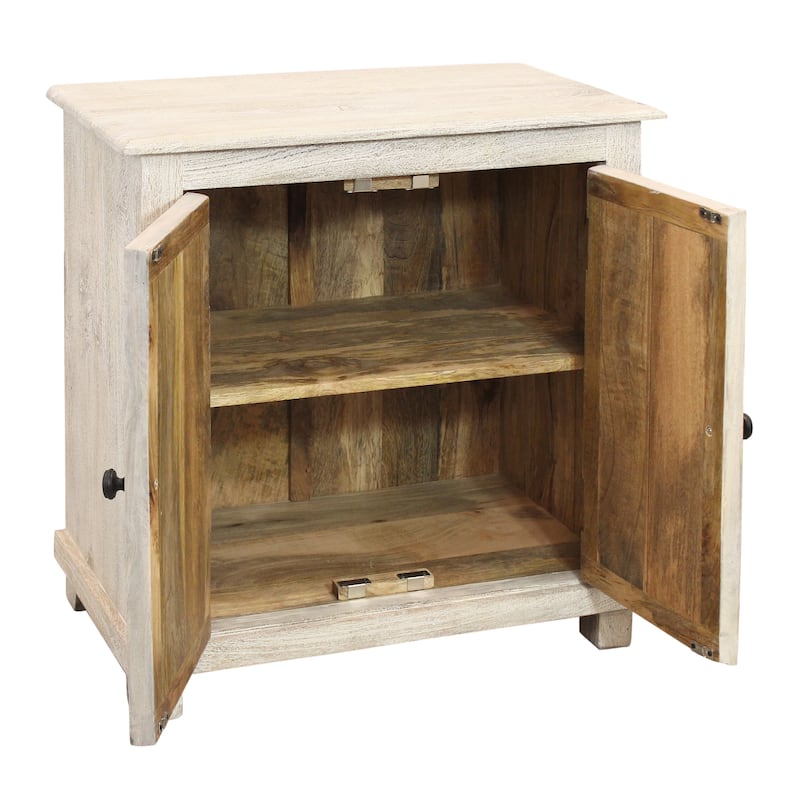 Jenna 2-Door Solid Wood Nightstand With Storage Shelf