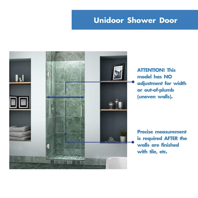 DreamLine Unidoor 23 in. W x 72 in. H Frameless Hinged Shower Door - 23" W