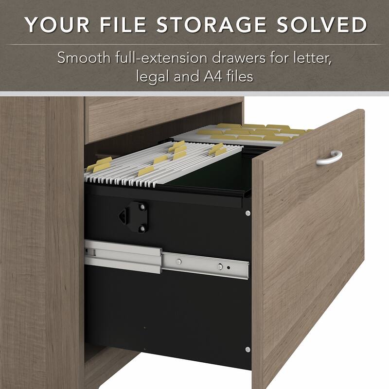 Cabot 60W L-Shaped Desk with Hutch and File Cabinet by Bush Furniture