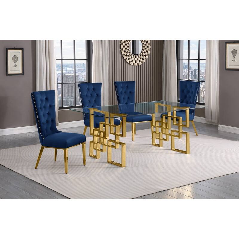 Best Quality Furniture D221/2-SC330-7 Dining Set with 12mm Tempered Glass