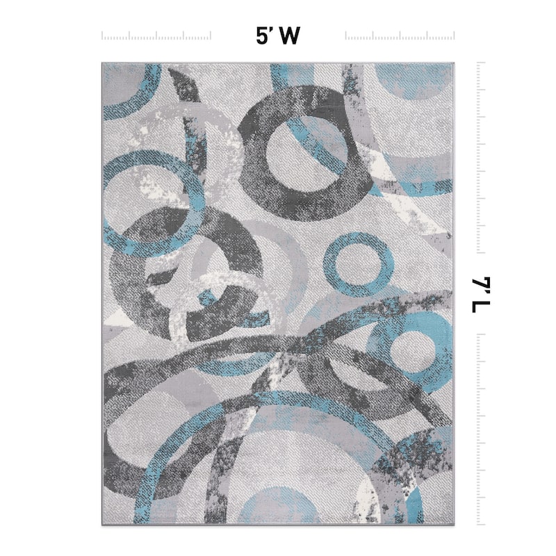 World Rug Gallery Distressed Modern Circles Area Rug