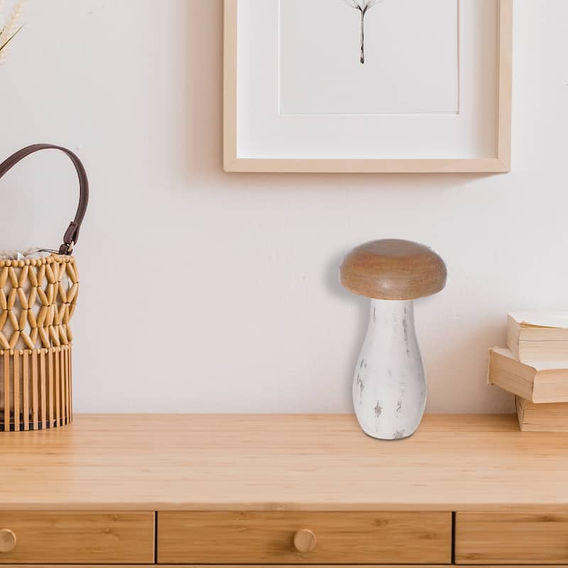 Mango Wood Nartural & White Mushroom Large