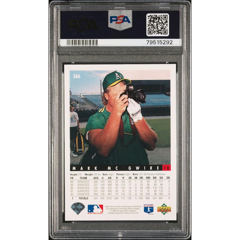 Mark McGwire 1993 Upper Deck Baseball Card #566 Graded PSA 10 - 8'6" x 11'6"