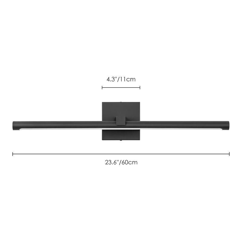 1-Light 23.6" Modern Linear Black Bathroom Vanity Light Integrated LED Color-Changing Lighting Fixtures Over Mirror