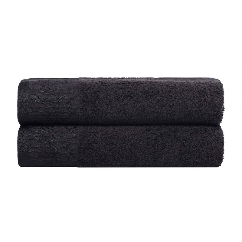 Superior Wisteria Cotton Floral Jacquard Border Bath Towel Set