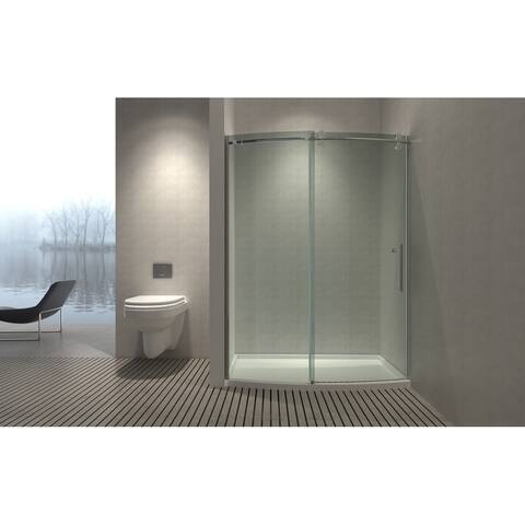 Tina 60" Clear Glass Curved Shower Door with Base - Right Opening