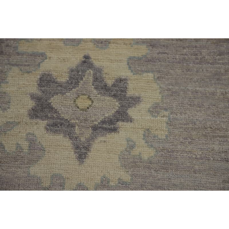 Vegetable Dye Wool Oushak Turkish Area Rug, Floral Geometric Carpet - 9' 9'' X 8' 0''