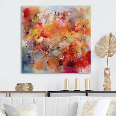 Designart "Orange Red Marbled Dreamscape I" Modern Geometric Metal Wall Art