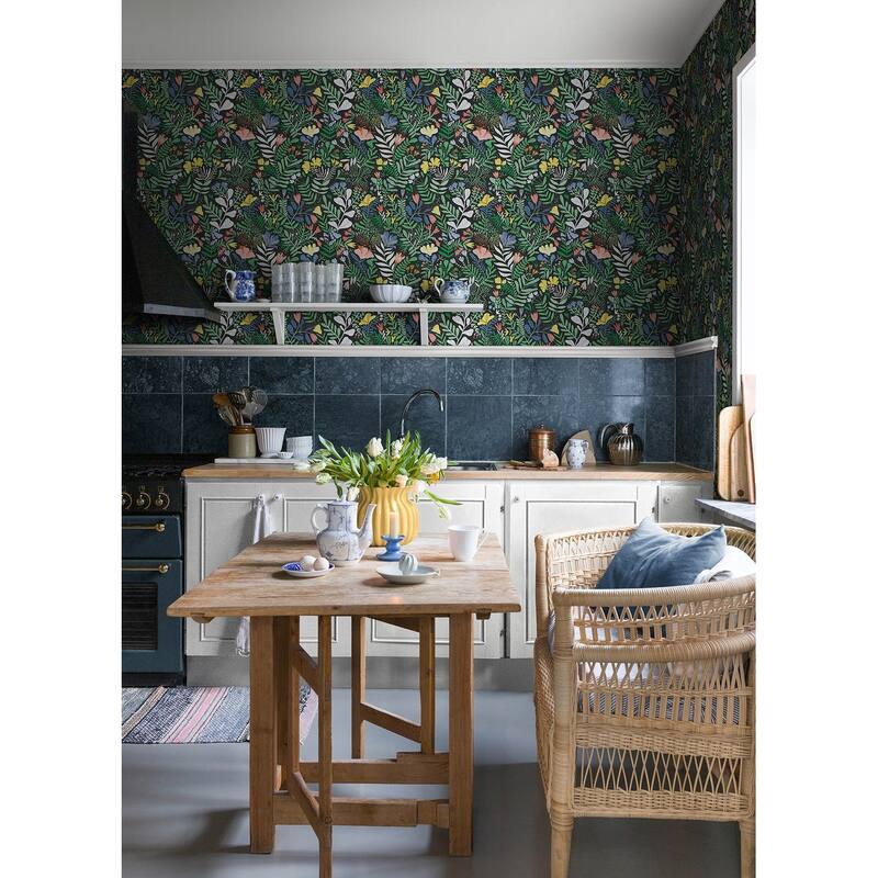 A-Street Prints Brittsommar Black Woodland Floral Wallpaper