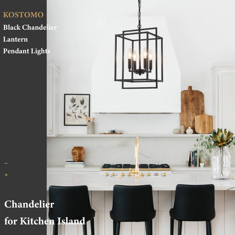 10.82inch Modern Cage 4-light Height Adjustable Metal frame chandelier for multiple spaces