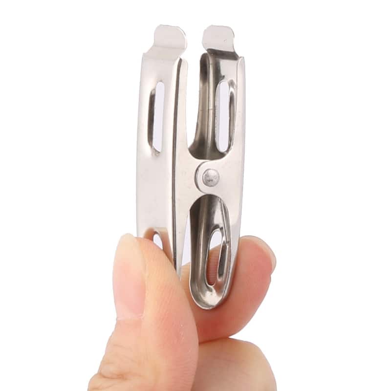Home Laundry Socks Skirts Clothes Pins Clips Hanging Pegs 20 Pcs - Silver Tone - 1.9" x 0.4" x 0.8"(L*W*H)