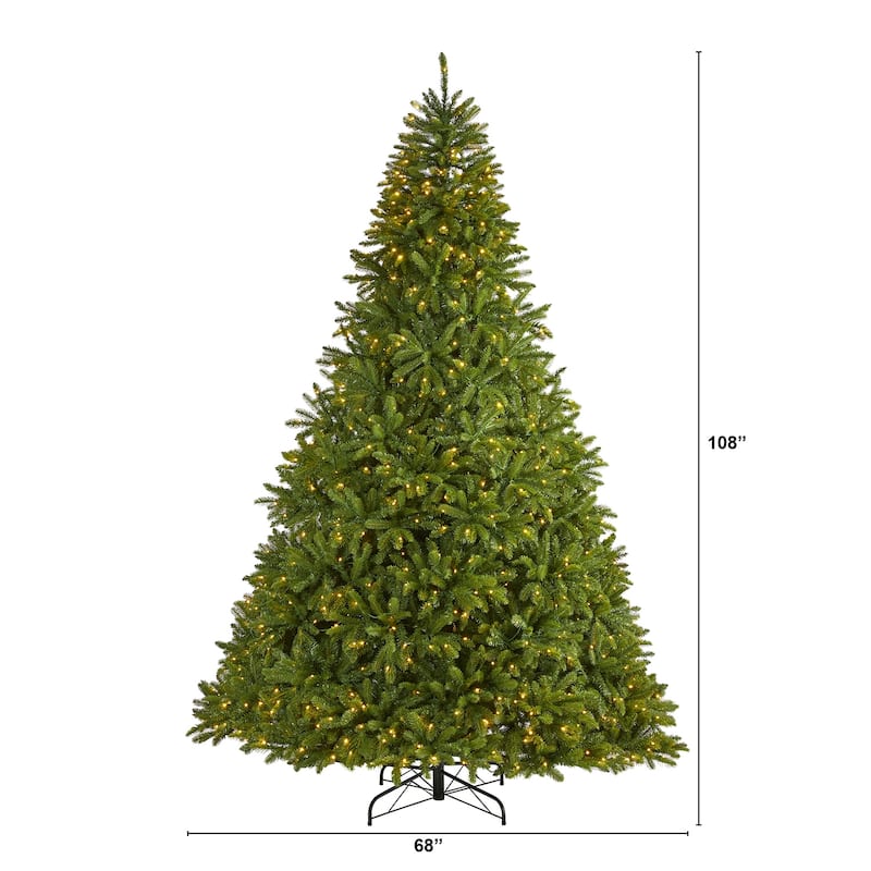 9ft. Spruce Look Artificial Christmas Tree with 1000 Clear LED Lights and 4443 Tips - Towering Elegant Holiday X-Mas Centerpiece